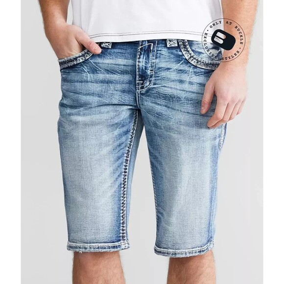NWOT ROCK REVIVAL MEN'S SHORTS JEAN SHORTS 46 Hymie Stretch - Picture 1 of 16